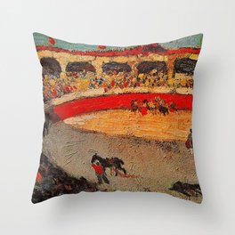 Pablo Picasso - La Corrida - Plaza de Toros Pamplona, Spain matador and bull landscape painting  Throw Pillow