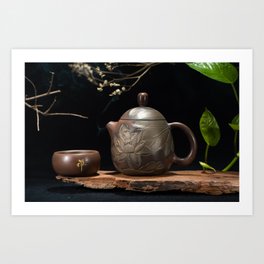 Japanese Teapot with Lotus Blossom Flower Art Print