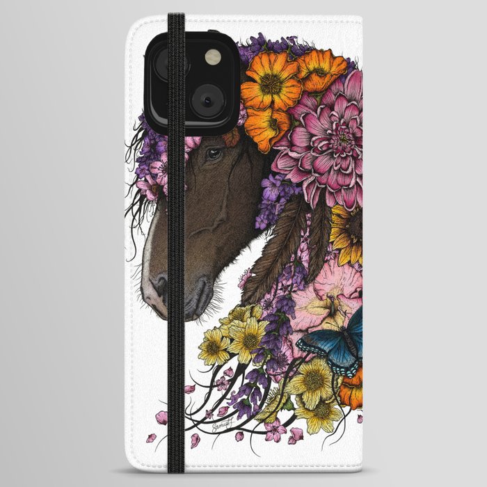 Floral Horse - Colour iPhone Wallet Case