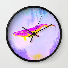 Whale dancing in the colorful Pacific Ocean Wall Clock
