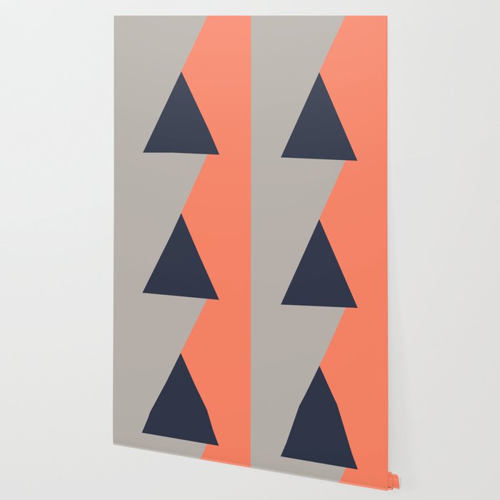 Elegant Geometric Design In Navy Blue Orange Wallpaper By