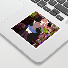 Monika & Glitchy Background Sticker