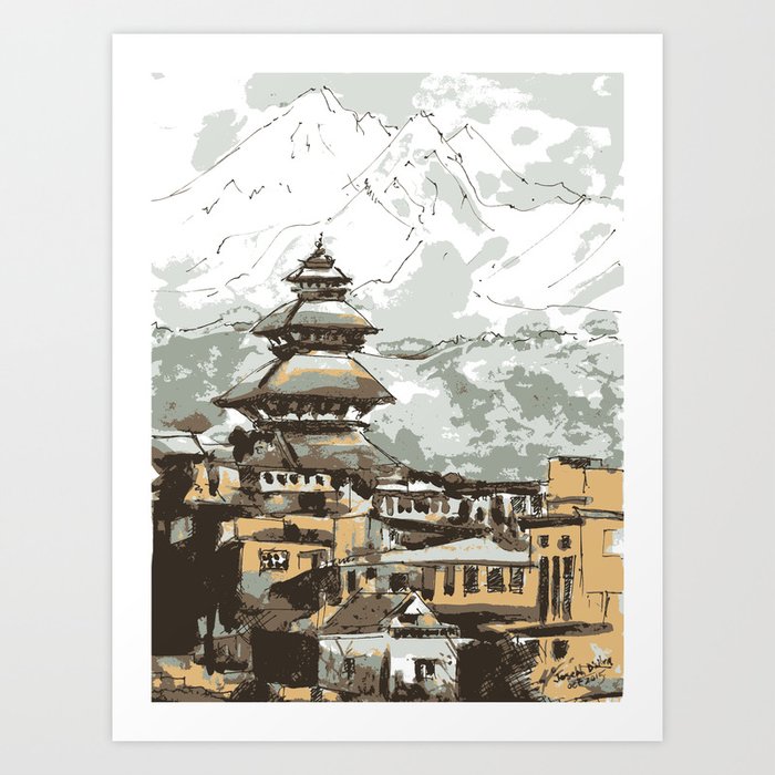 Himalayan Temple in Nepal Art Print
