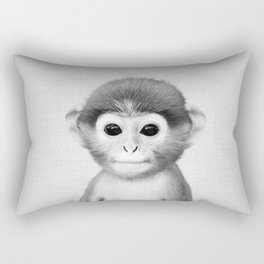 Baby Monkey - Black & White Rectangular Pillow