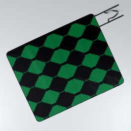 Green + Black Southwestern Ethnic Primitive Pattern Picnic Blanket