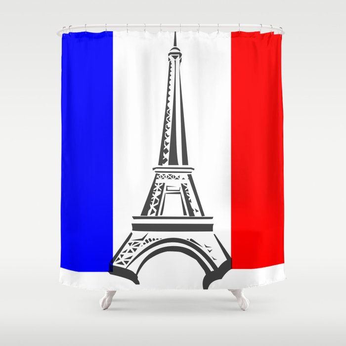 Frech Flag and Eiffel Tower Shower Curtain