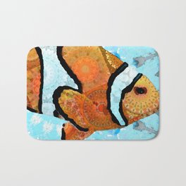 Colorful Beach Mandala Clown Fish Art  Bath Mat
