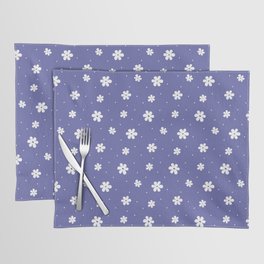 White Daisies on Periwinkle Blue Background Placemat
