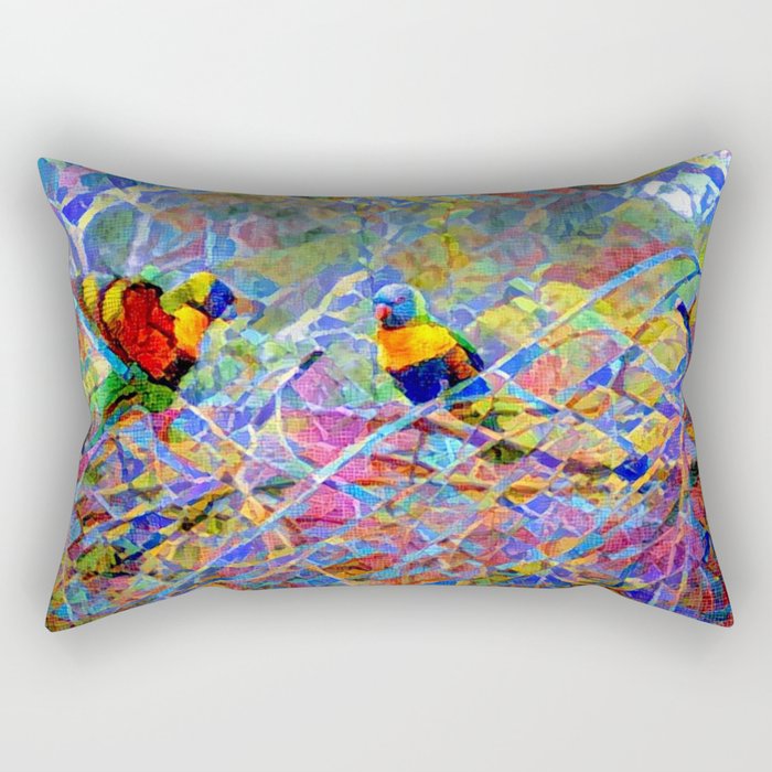 Rainbow Lorikeet Mosaic Rectangular Pillow
