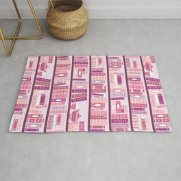 Bookcase Pattern Romance Pink Books Rug