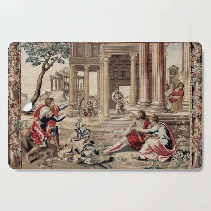 Antique 17th Century 'Mars at the Palace of Vulcan' English Tapestry Cutting Board