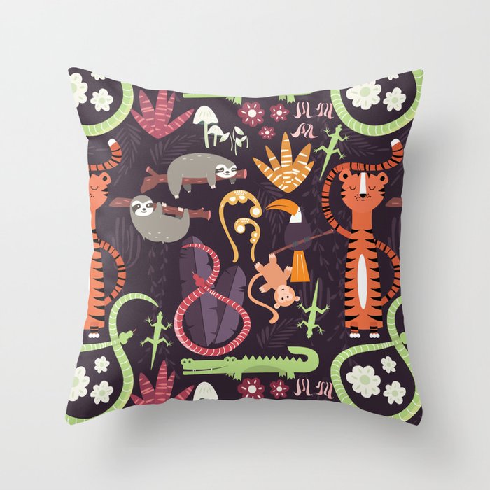 Rain forest animals 002 Throw Pillow