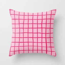 Hot Pink on Blush Checkered Grid Throw Pillow