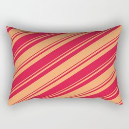 [ Thumbnail: Brown and Crimson Colored Stripes/Lines Pattern Rectangular Pillow ]
