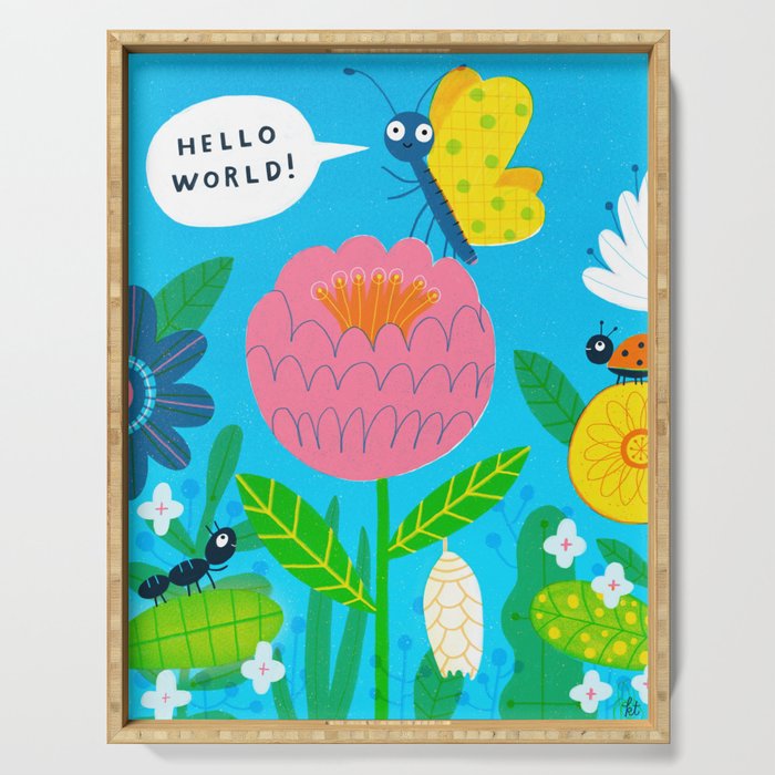 Hello World! - Butterfly Artwork Serving Tray