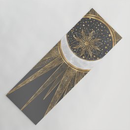 Elegant Gold Doodles Sun Moon Mandala Design Yoga Mat