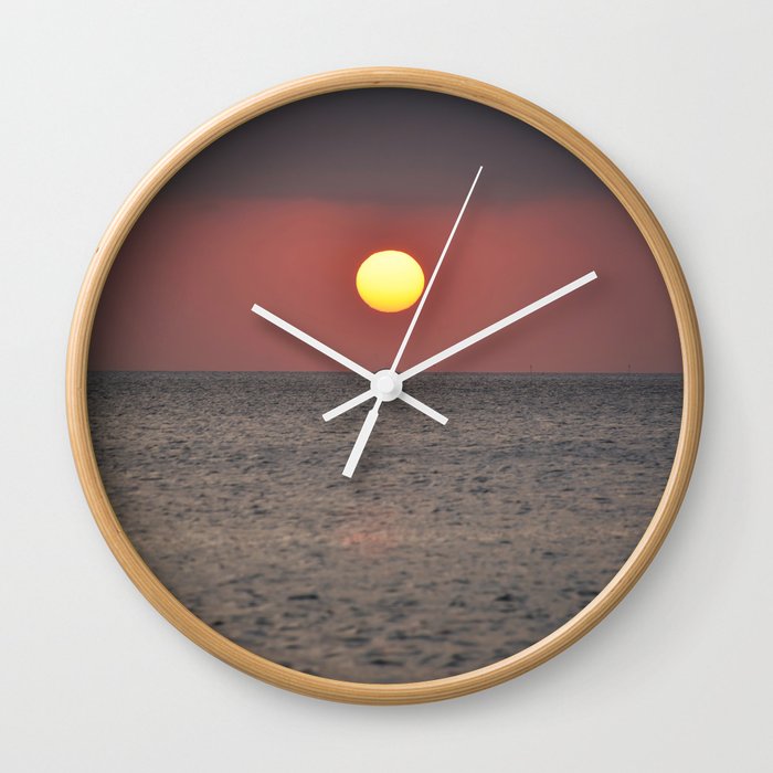 Hazy Beach Sunset Wall Clock