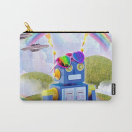 Rainbow Robot Wearing Love Heart Glasses Carry-All Pouch