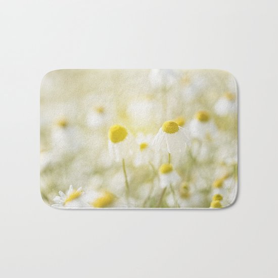 Floral Spring Meadow with Flowers Camomile and Daisies Bath Mat