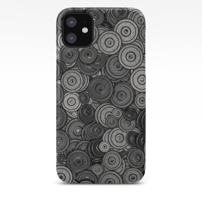 Heavy iron / 3D render of hundreds of heavy weight plates iPhone Case