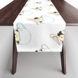 Pelican in tea cup watercolor painting print Table Runner