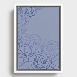 Denim Floral White Framed Canvas