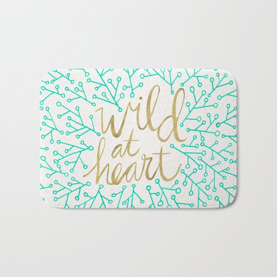 Wild at Heart – Turquoise & Gold Bath Mat