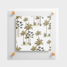 Tropical vintage botanical landscape, palm tree, banana tree, plant floral seamless border on a white background. Exotic green jungle wallpaper.  Floating Acrylic Print