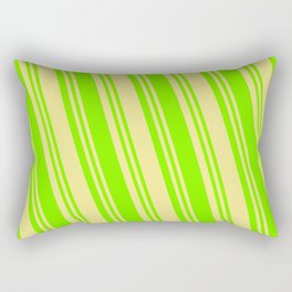 [ Thumbnail: Tan & Green Colored Lines Pattern Rectangular Pillow ]