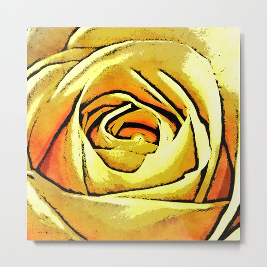 Golden Rose Flower Metal Print