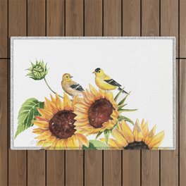 Sunflowers and Goldfinch  Outdoor Rug