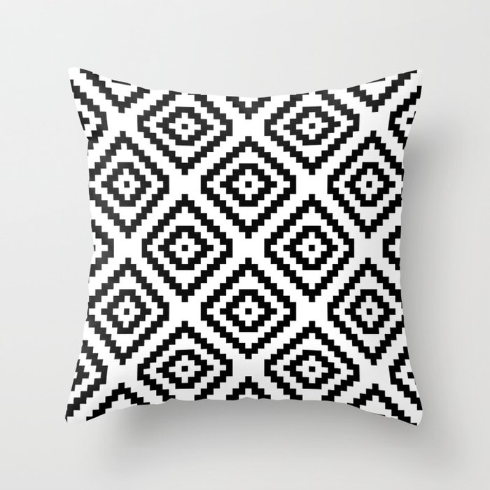 Scandi Hygge Black & White Geometric Pattern Throw Pillow