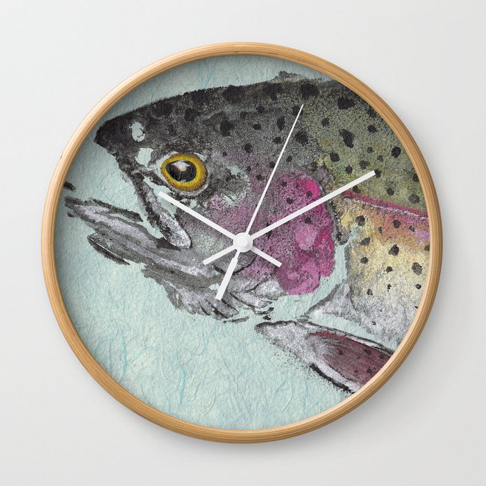Rainbow Trout - Gyotaku Wall Clock