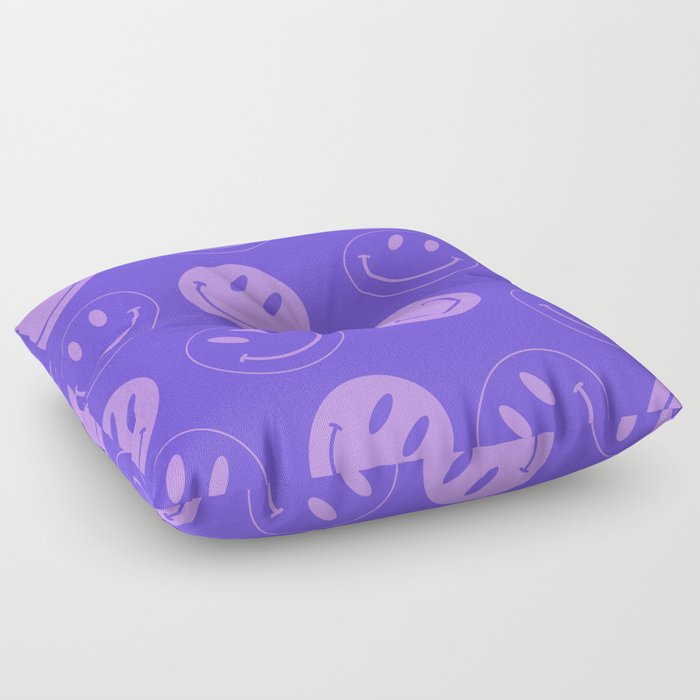 Large Very Peri Retro Smiley Face - Purple Pastel Aesthetic Floor Pillow