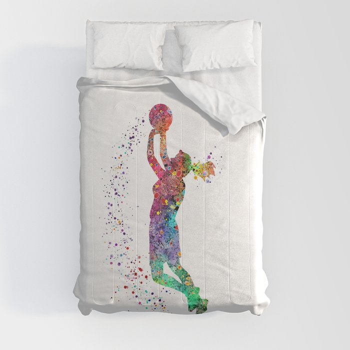 Basketball Girl Player Sports Art Print Comforter