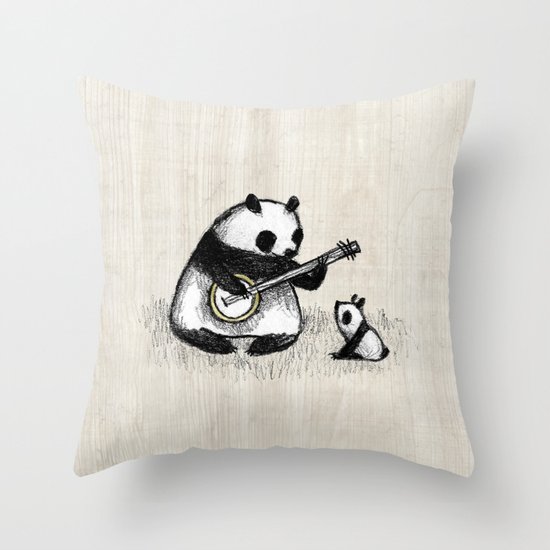 Banjo Panda Throw Pillow