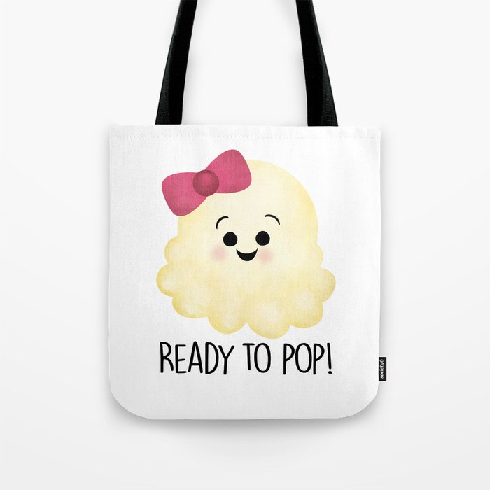 Ready To Pop - Popcorn Pink Bow Tote Bag