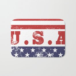 USA Patriotic Rubber Stamp Icon Bath Mat | Typographic, Type, Aged, Typography, Vintage, Rubberstamps, Style, Starspangledbanner, Grunge, Usa 