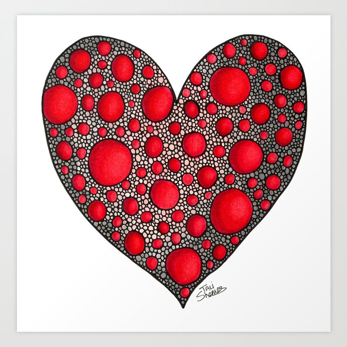 Hearts n Tiles Zentangle Art Print by Line2Rhyme