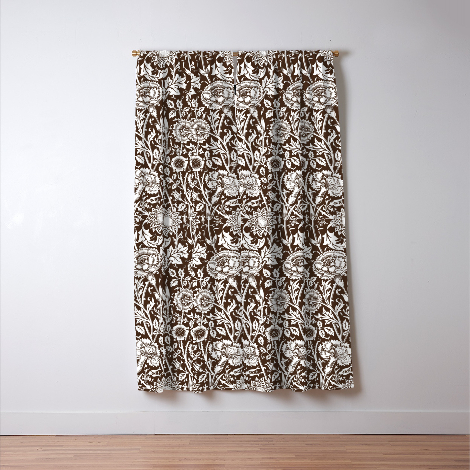William Morris Floral Pattern Pink And Rose In Brown And White