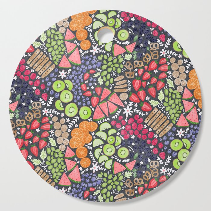  Fruity Medley Picnic Cutting Board | Graphic-design, Fruit, Healthy-eating, 5-a-day, Strawberry, Peach, Apple, Raspberry, Plum, Grapes