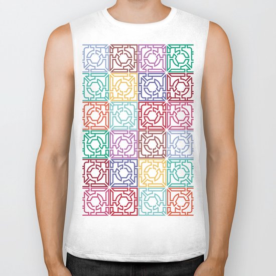 Maze Colorful Seamless Pattern Biker Tank