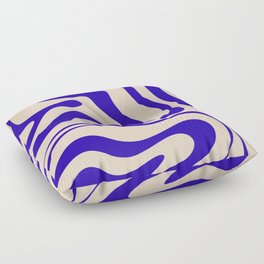 Modern Liquid Swirl Abstract Pattern Square in Cobalt Blue Floor Pillow