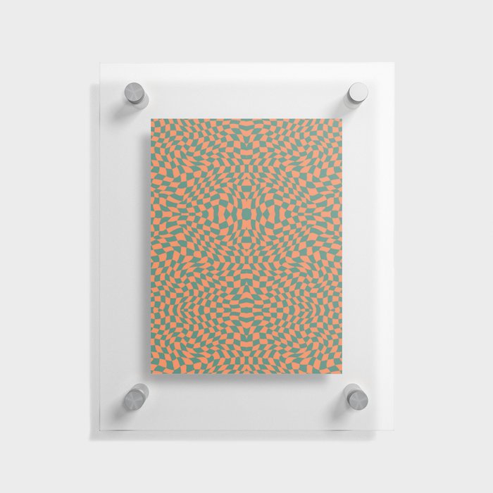 Jakarta orange and olive pink checker symmetrical pattern Floating Acrylic Print