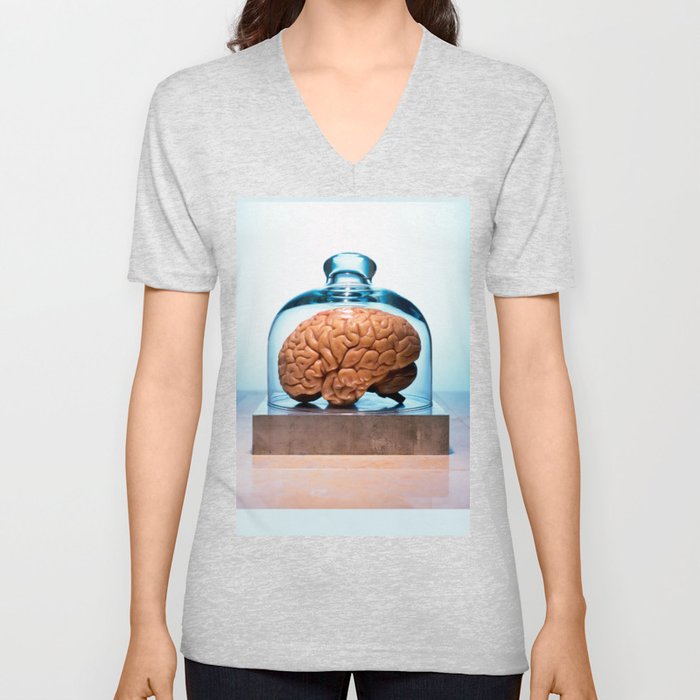 Brain under glass specimen  V Neck T Shirt