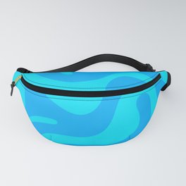 Lava Lamp - 70s Abstract Minimal Modern Wavy Art Design Pattern in Blue and Turquoise Fanny Pack