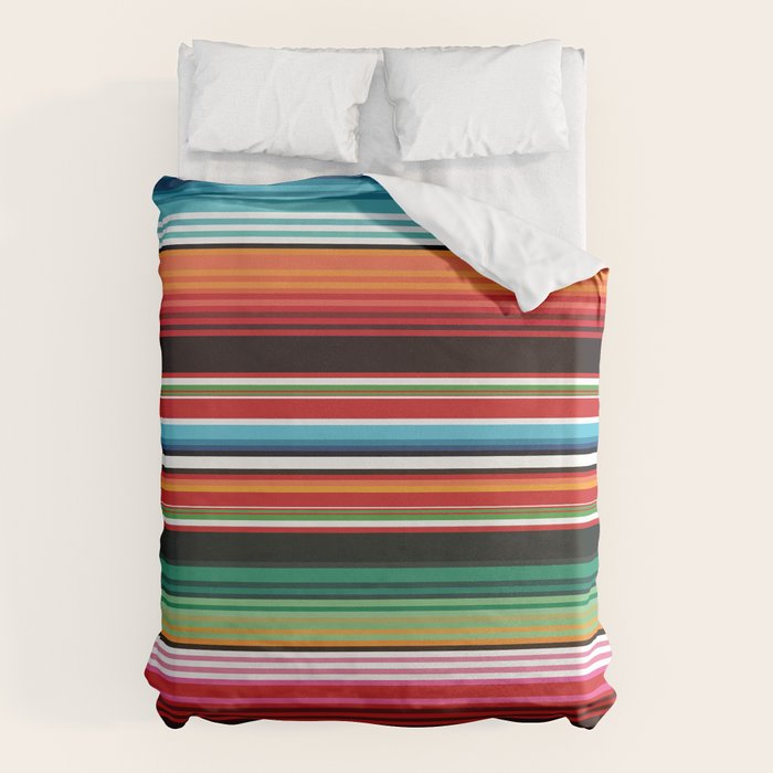 Sarape mexican blanket vibrant southwest modern serape pattern Duvet Cover by T Mex Society6