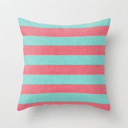 coral and teal stripes Throw Pillow