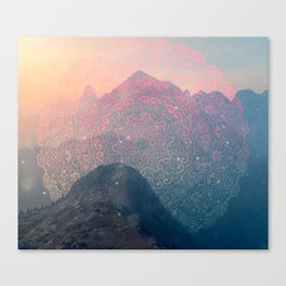Mountain Scene Mandala Multicolor Canvas Print
