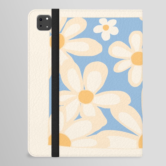 FlowerPower - Daisy Blue Colourful Retro Minimalistic Art Design Pattern iPad Folio Case